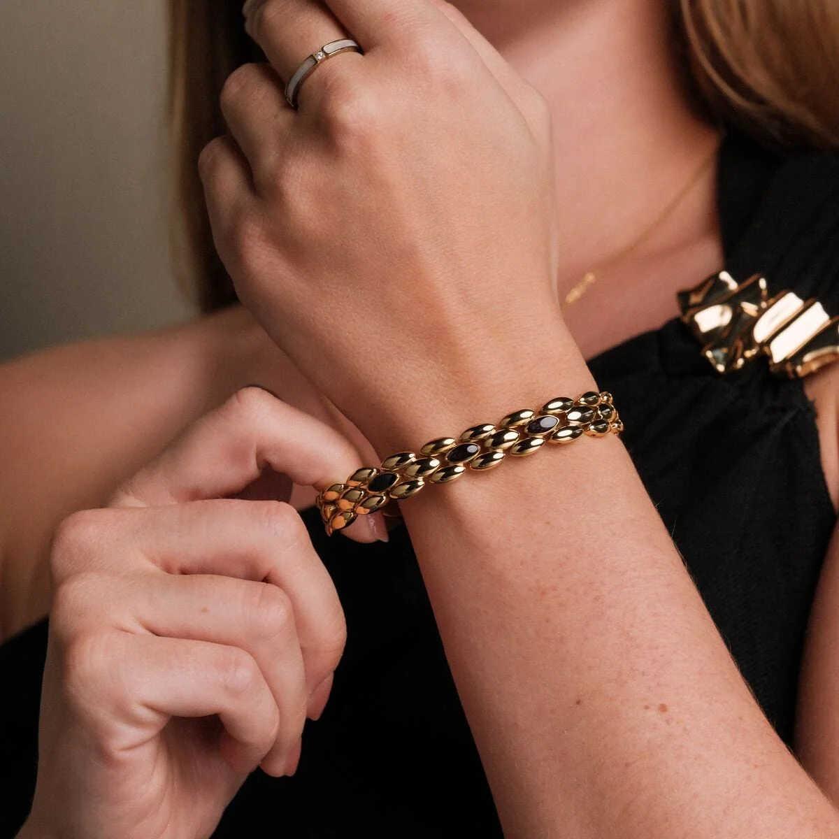 HOLZKERN | Armband Bandlett Fairylights (Ahorn / Gold)