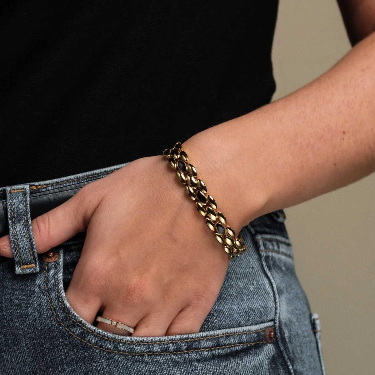 HOLZKERN | Armband Bandlett Fairylights (Ahorn / Gold)