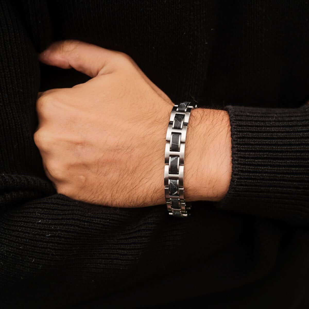 HOLZKERN Armband Fortissimo Marmor Schwarz