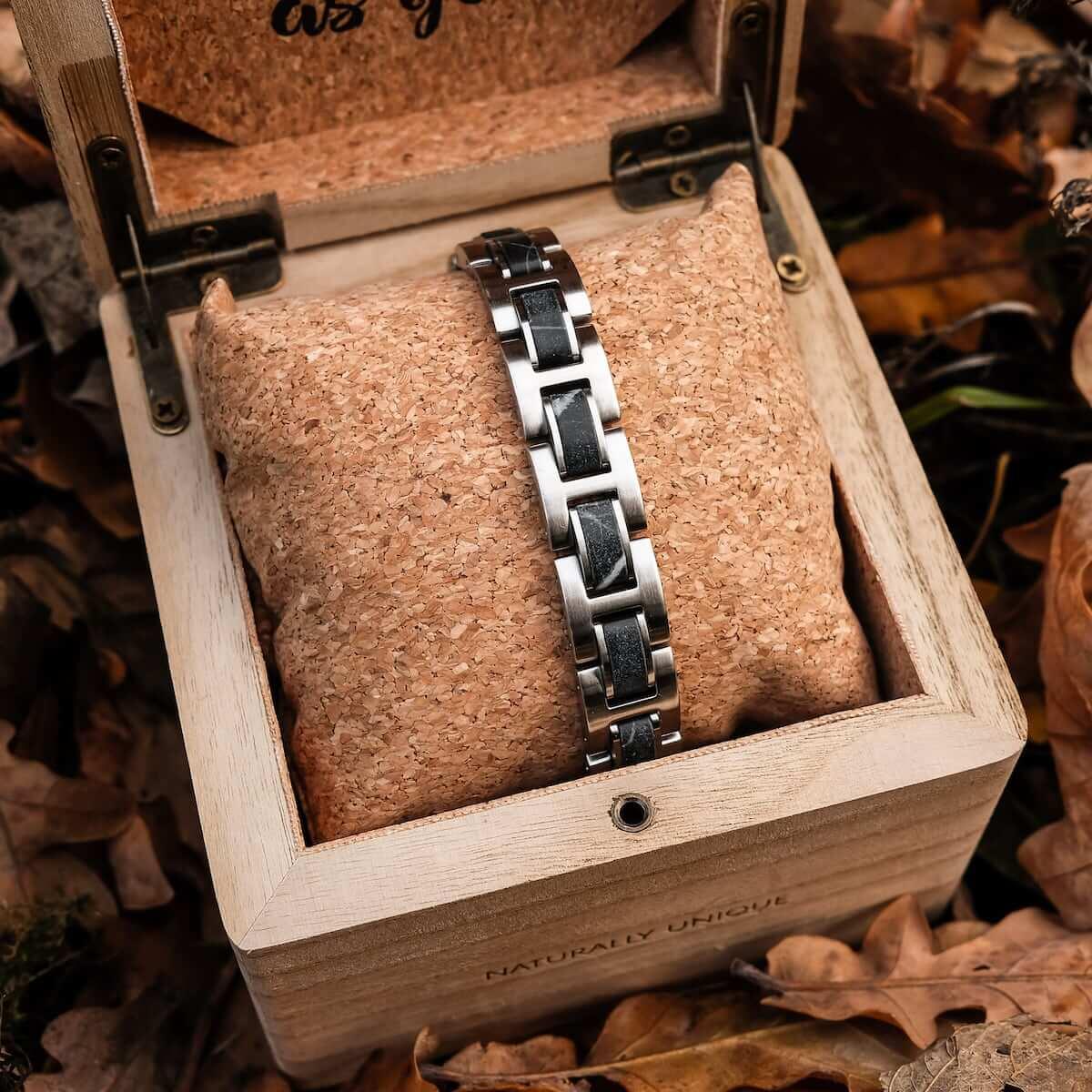 HOLZKERN Armband Fortissimo Marmor Schwarz