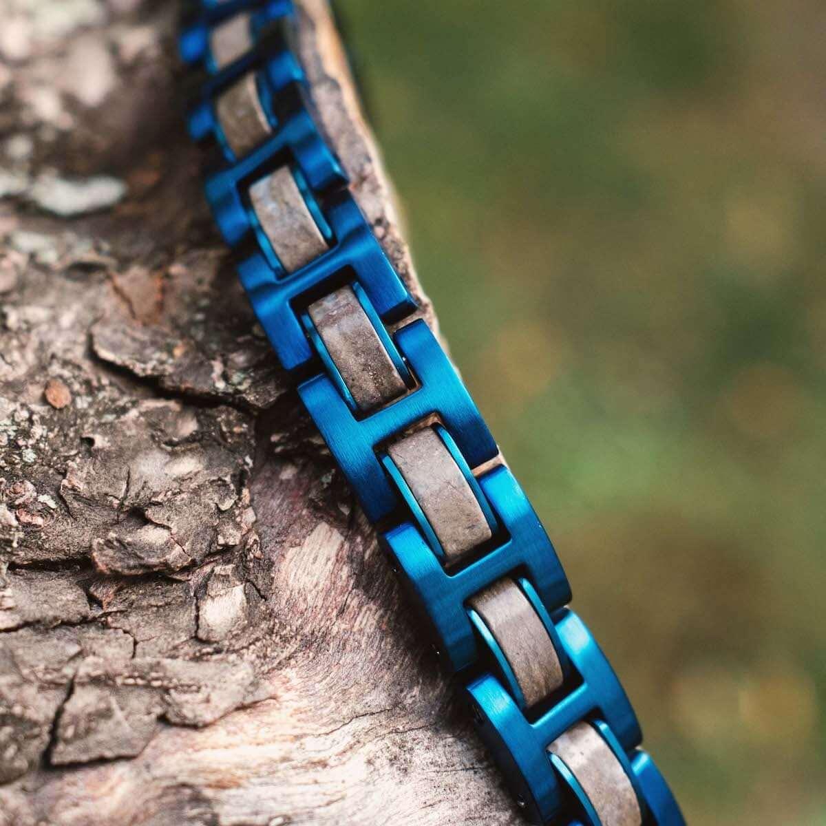HOLZKERN Armband Bandlett Fortissimo Marmor Blau