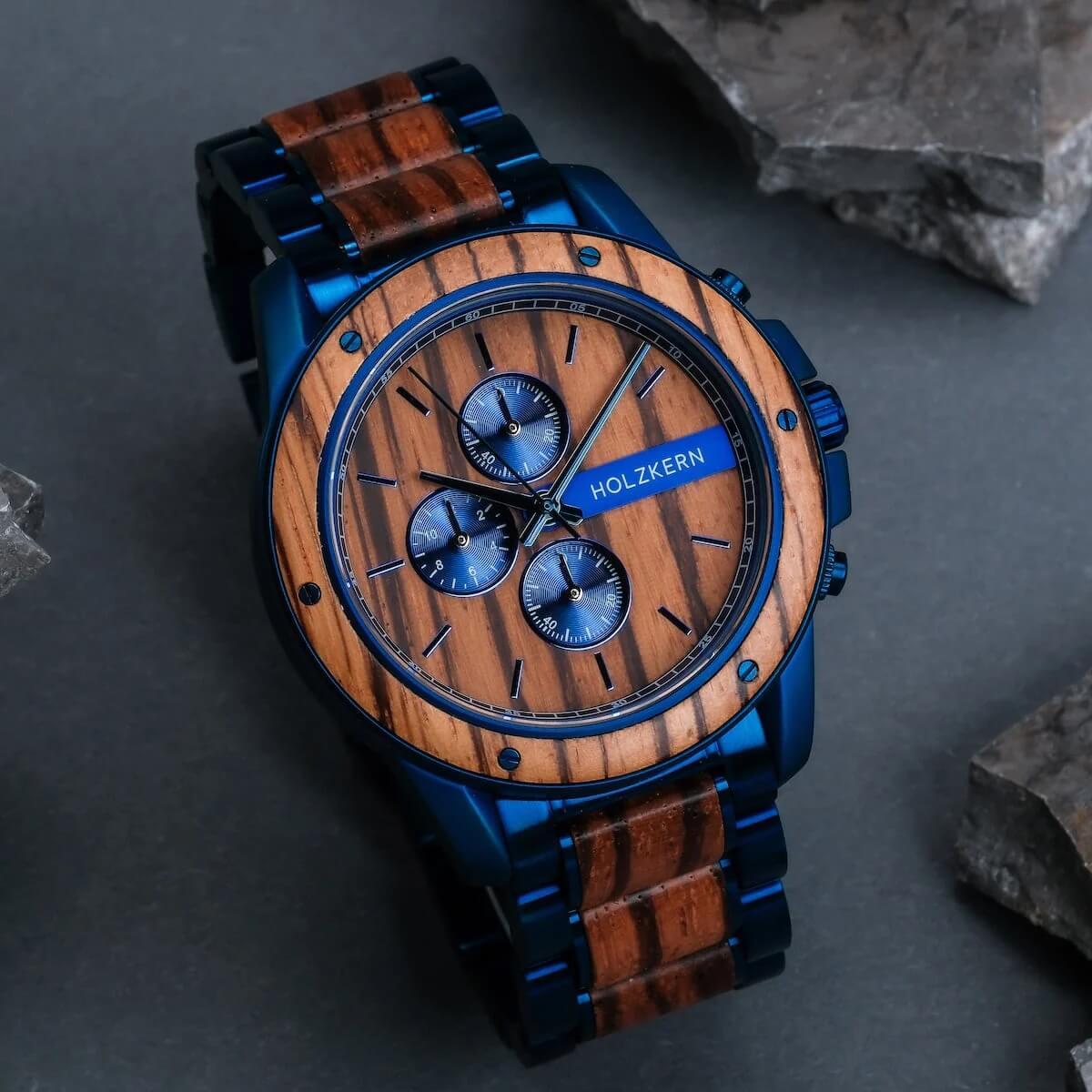 HOLZKERN | Gareth Camelot Herren Chronograph (Zebrano / Zebrano)