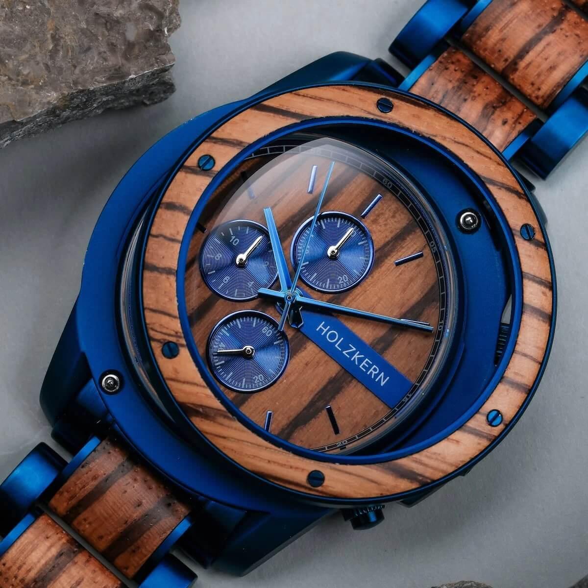 HOLZKERN | Gareth Camelot Herren Chronograph (Zebrano / Zebrano)