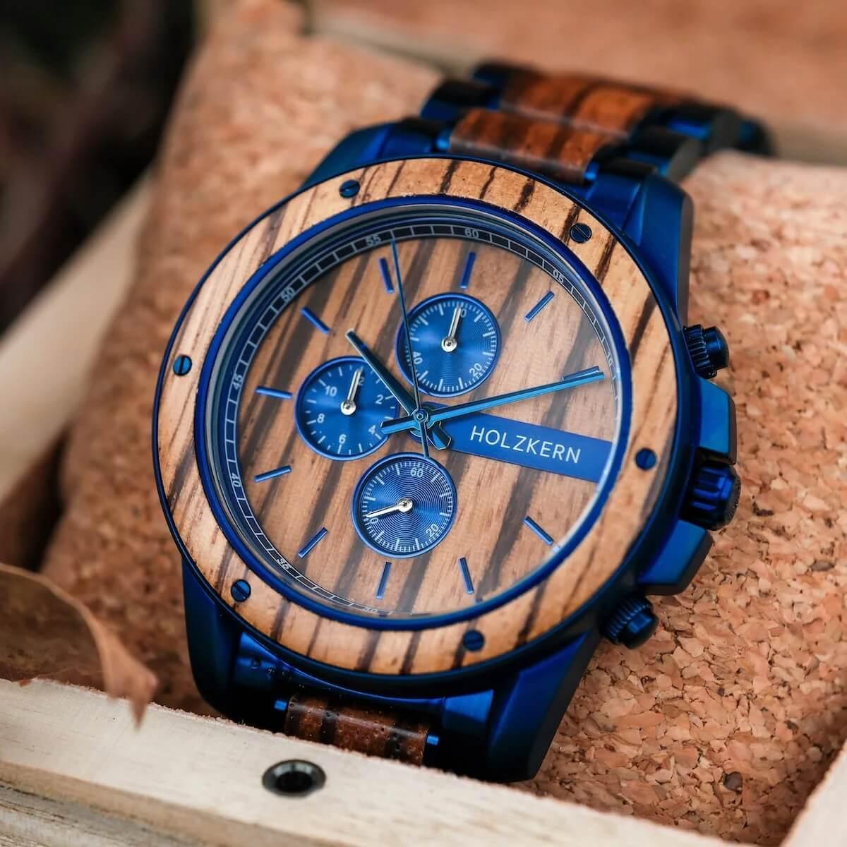 HOLZKERN | Gareth Camelot Herren Chronograph (Zebrano / Zebrano)