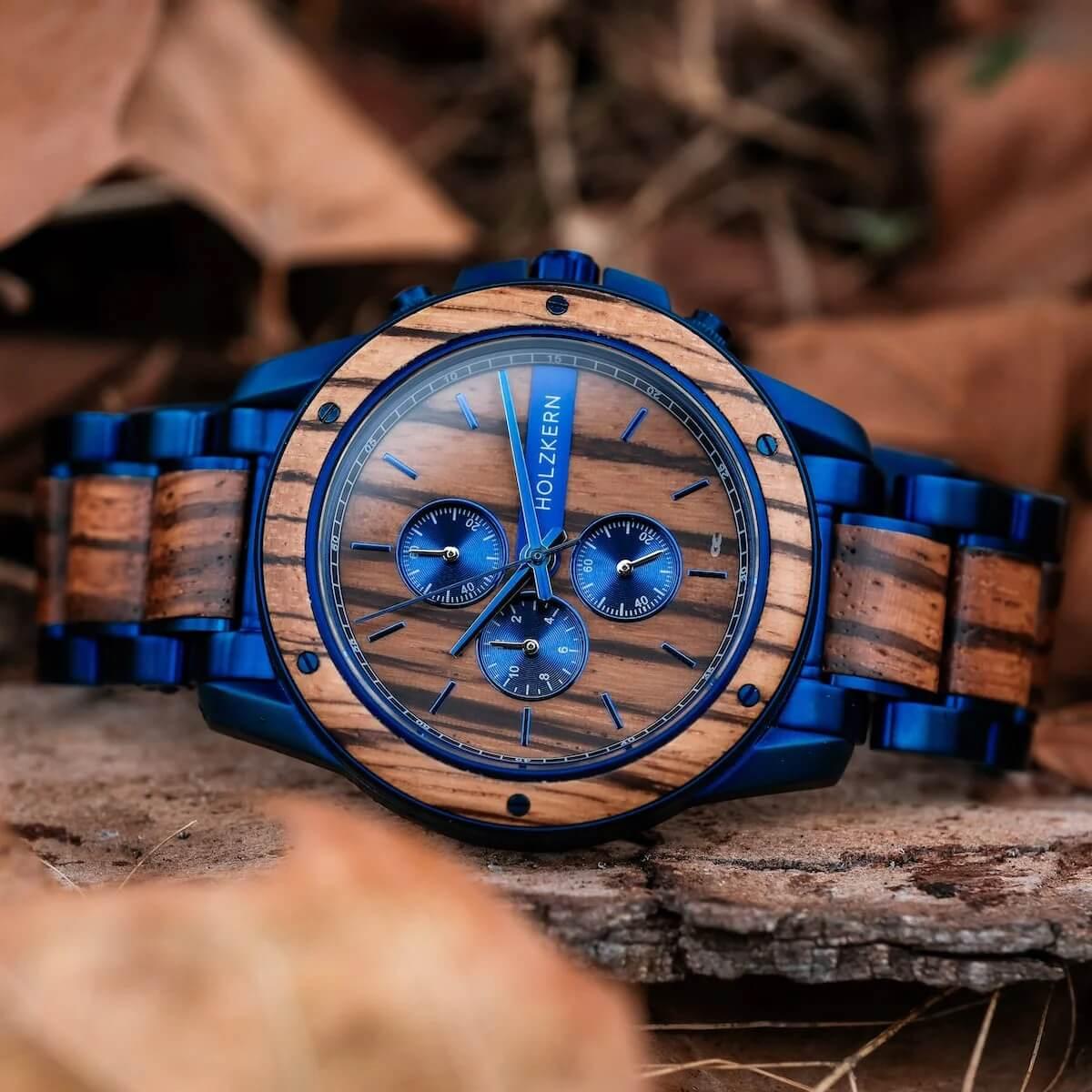 HOLZKERN | Gareth Camelot Herren Chronograph (Zebrano / Zebrano)
