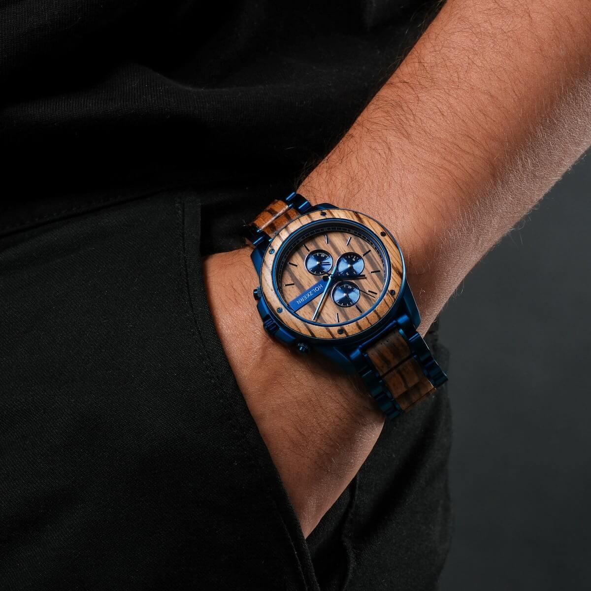 HOLZKERN | Gareth Camelot Herren Chronograph (Zebrano / Zebrano)