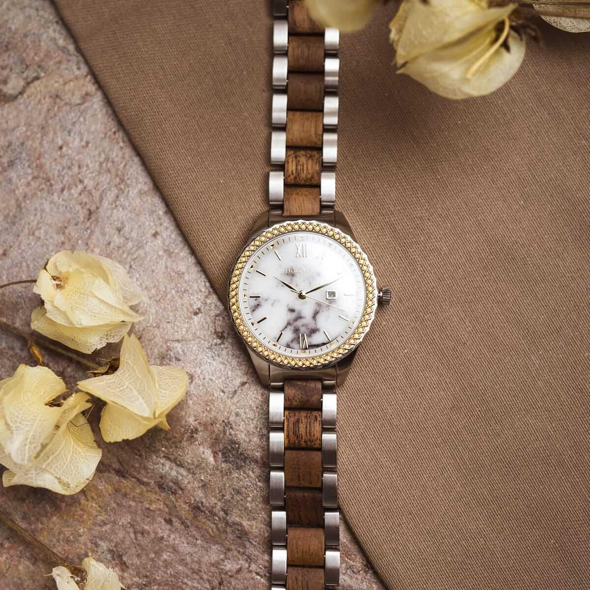HOLZKERN | Heather Hanami Damen Holzarmbanduhr