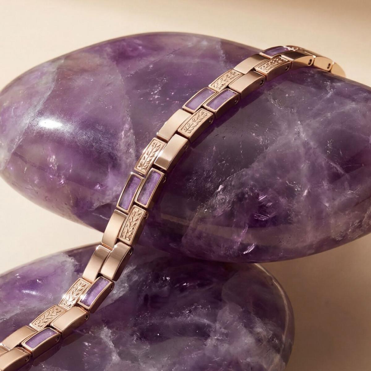 HOLZKERN | Armband Bandlett Kensington (Amethyst / Roségold)