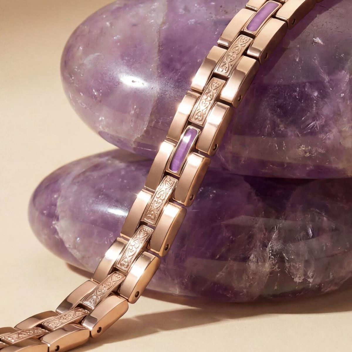 HOLZKERN | Armband Bandlett Kensington (Amethyst / Roségold)