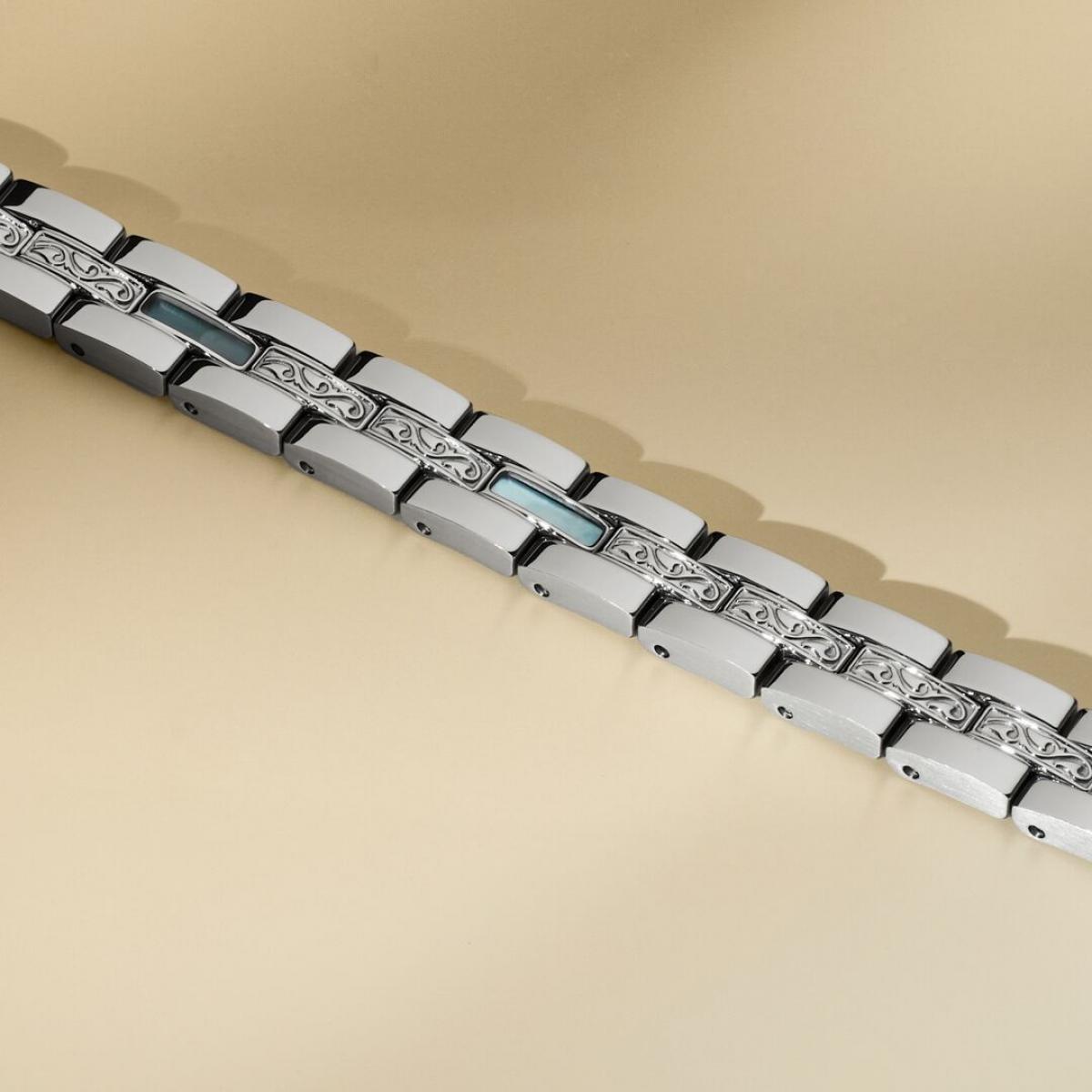 HOLZKERN | Armband Bandlett Kensington (Perlmutt / Silber)