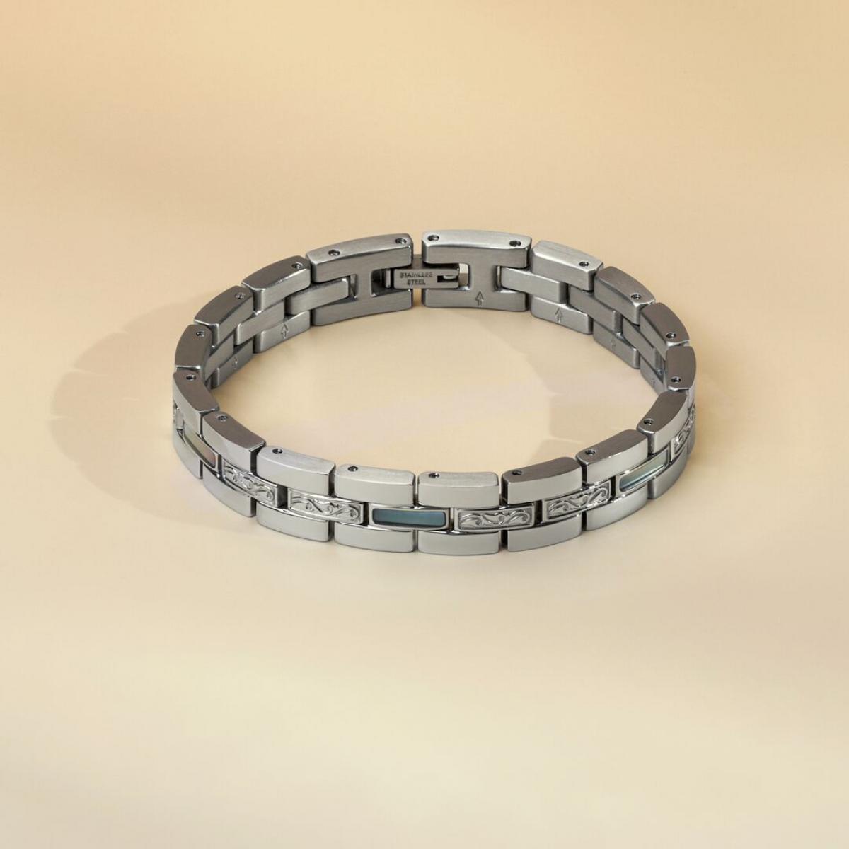 HOLZKERN | Armband Bandlett Kensington (Perlmutt / Silber)