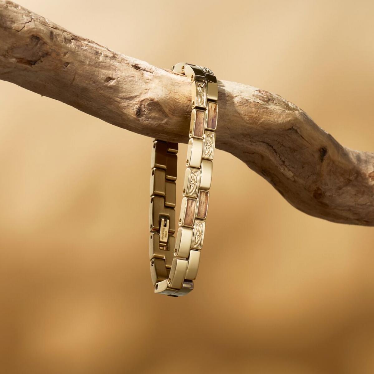 HOLZKERN | Armband Bandlett Kensington (Zebranoholz / Gold)