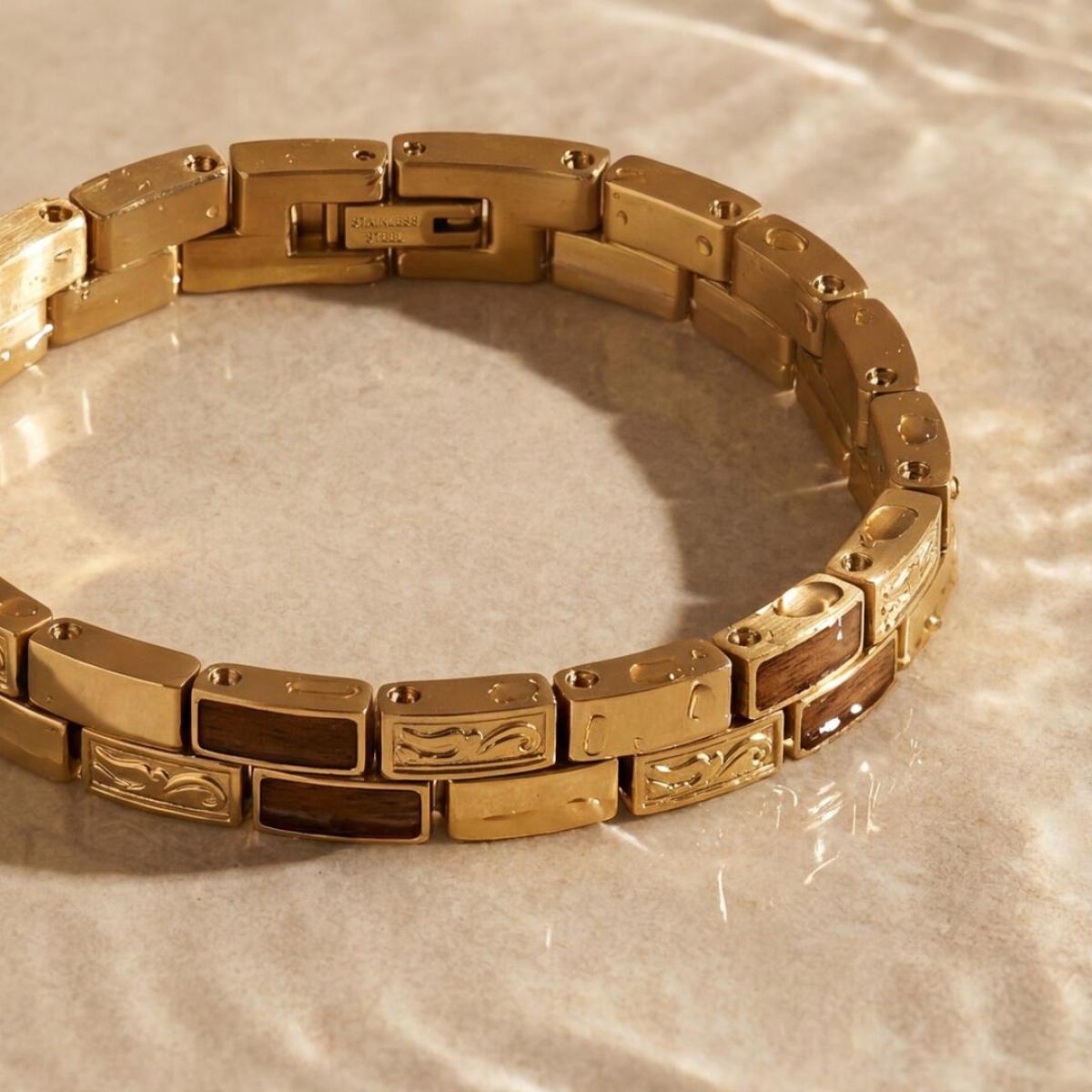 HOLZKERN | Armband Bandlett Kensington (Zebranoholz / Gold)