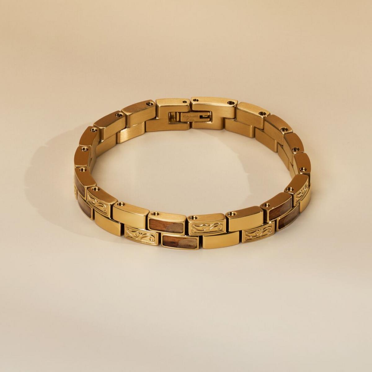 HOLZKERN | Armband Bandlett Kensington (Zebranoholz / Gold)
