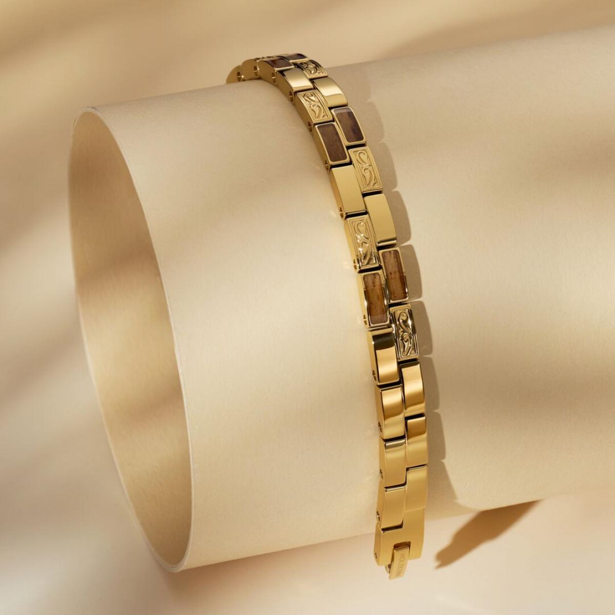 HOLZKERN | Armband Bandlett Kensington (Zebranoholz / Gold)