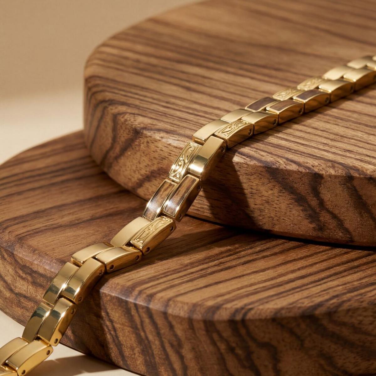 HOLZKERN | Armband Bandlett Kensington (Zebranoholz / Gold)