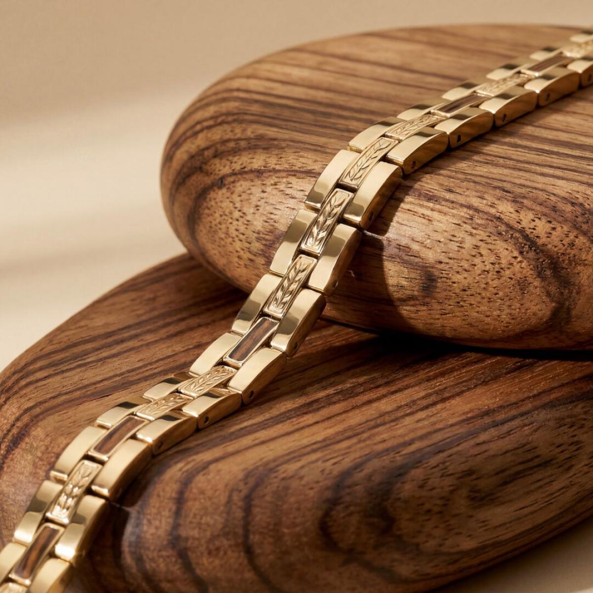 HOLZKERN | Armband Bandlett Kensington (Zebranoholz / Gold)