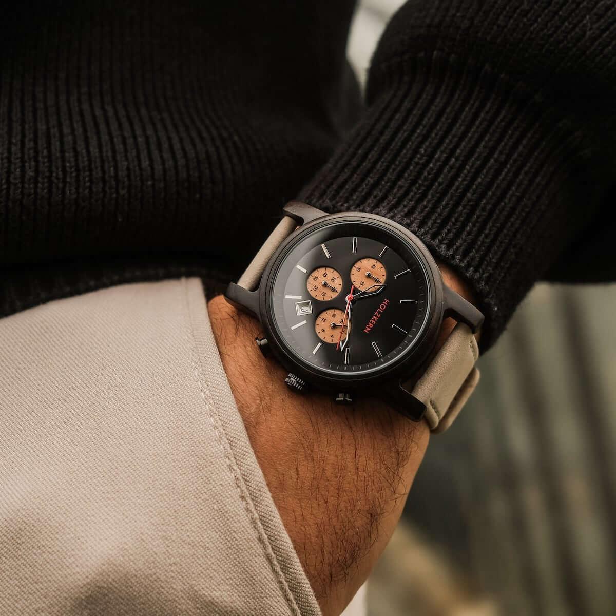 HOLZKERN Lichtung Waldlauf Herren Chronograph (grau)