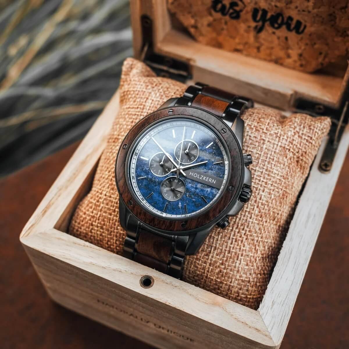 HOLZKERN | Camelot Lionel Herren Holzarmbanduhr Chronograph