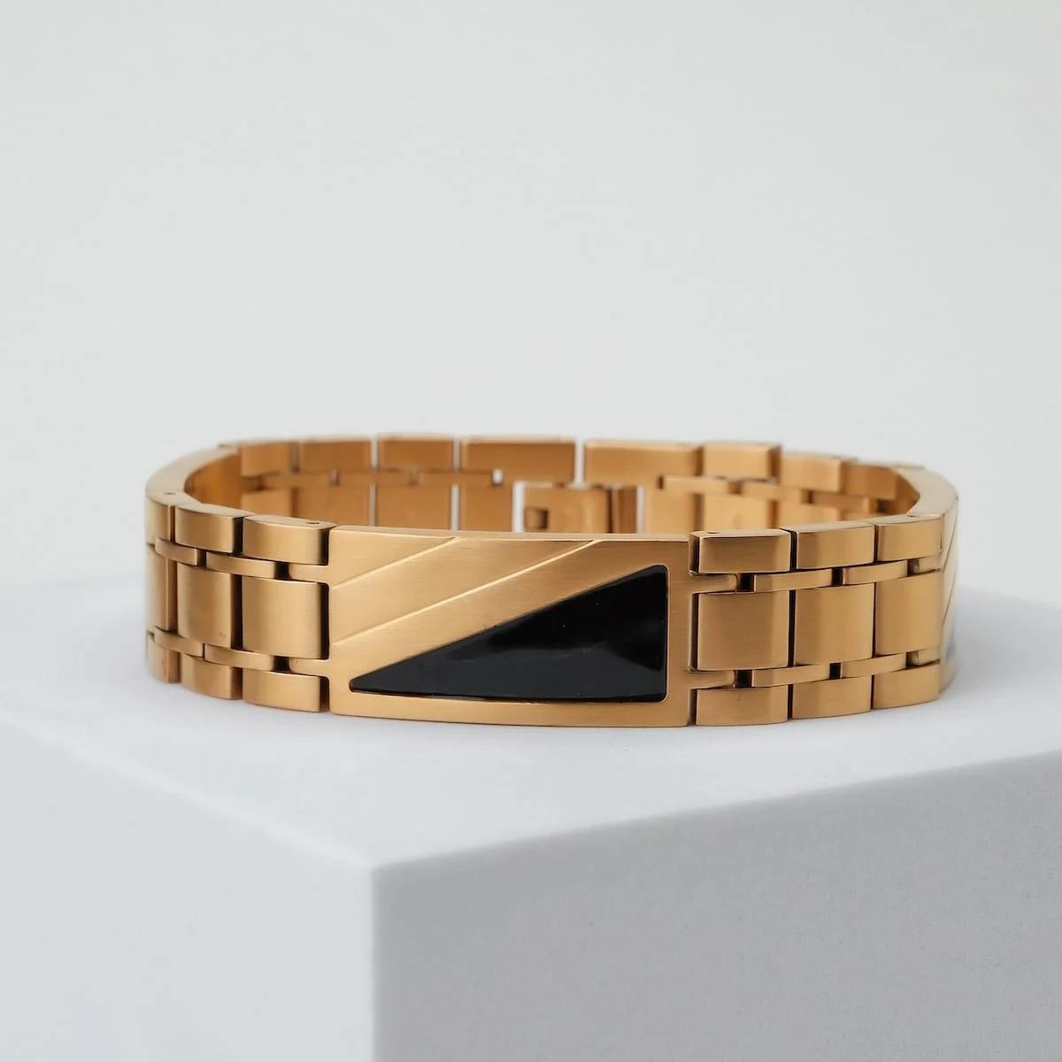 HOLZKERN | Herrenarmband Bandlett Looper Ahornholz Gold
