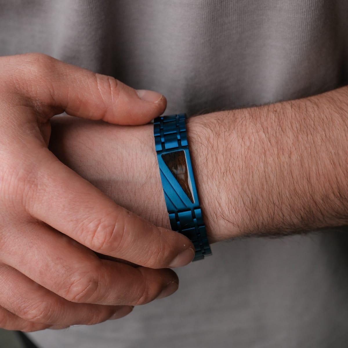 HOLZKERN | Herrenarmband Bandlett Looper Leadwood Blau
