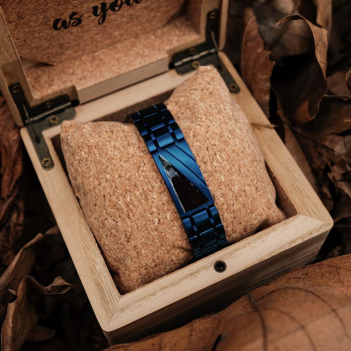 HOLZKERN | Herrenarmband Bandlett Looper Leadwood Blau