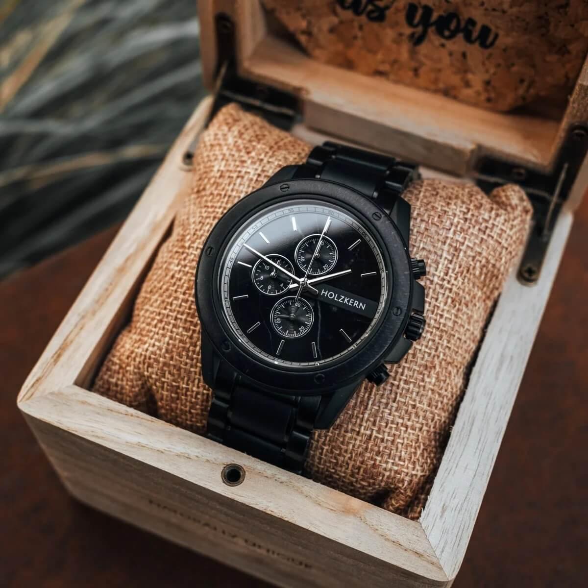 HOLZKERN | Camelot Lucan Herren Holzarmbanduhr Chronograph