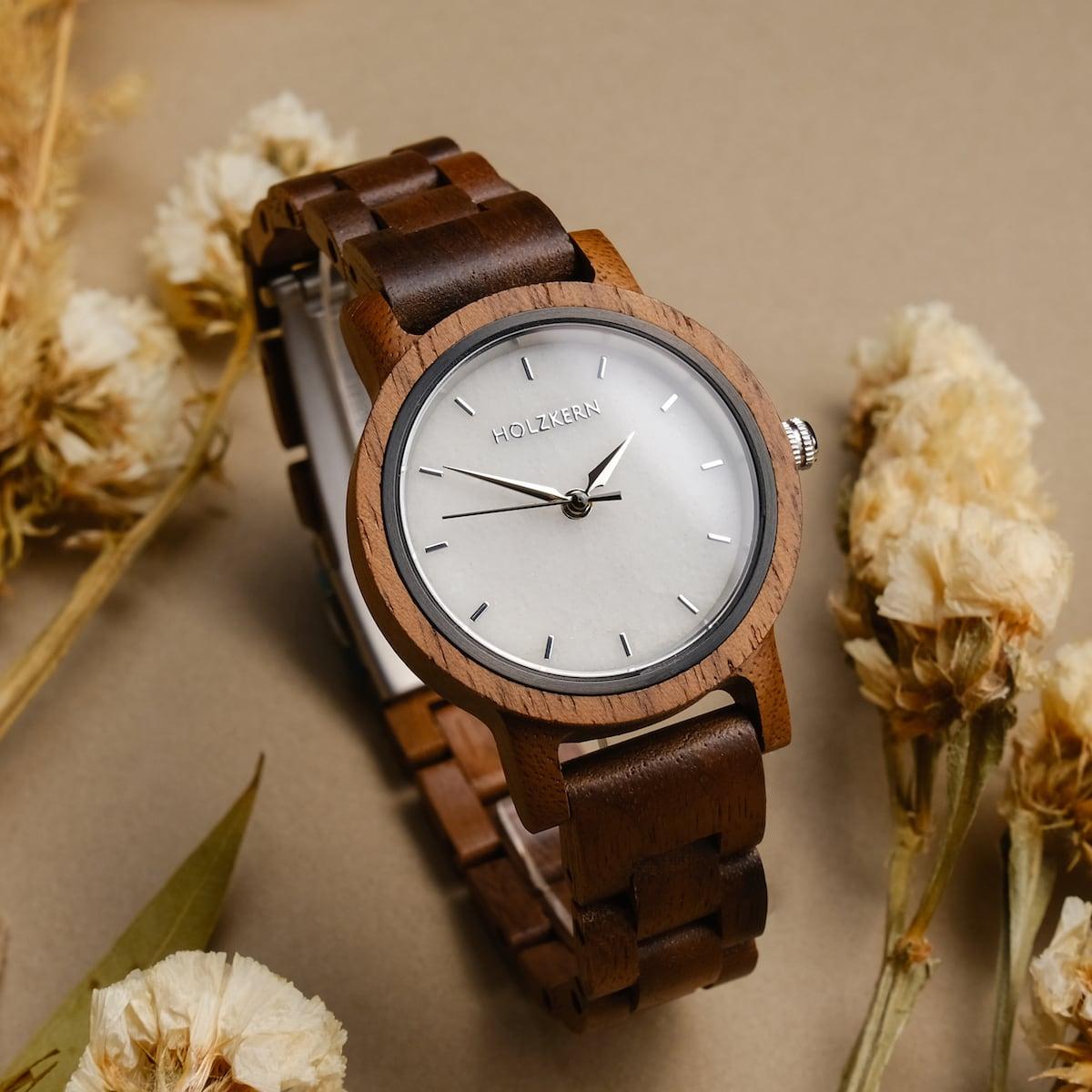 HOLZKERN Luft Elemente Damen Holzarmbanduhr