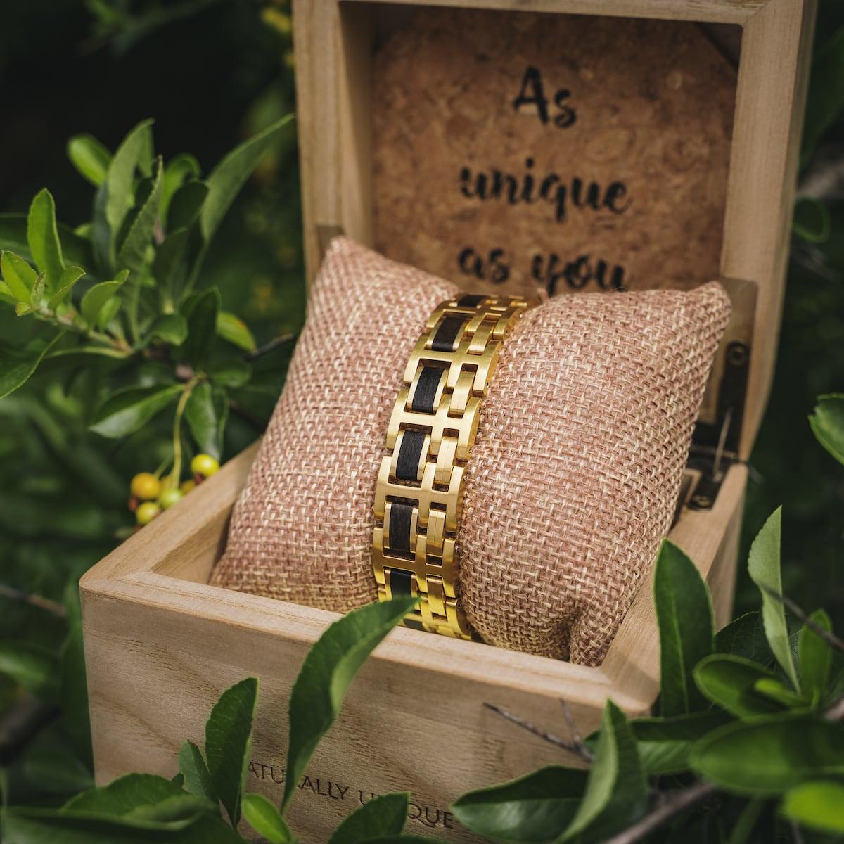 HOLZKERN | Bandlet Armband Metronom (Ahorn / Gold)