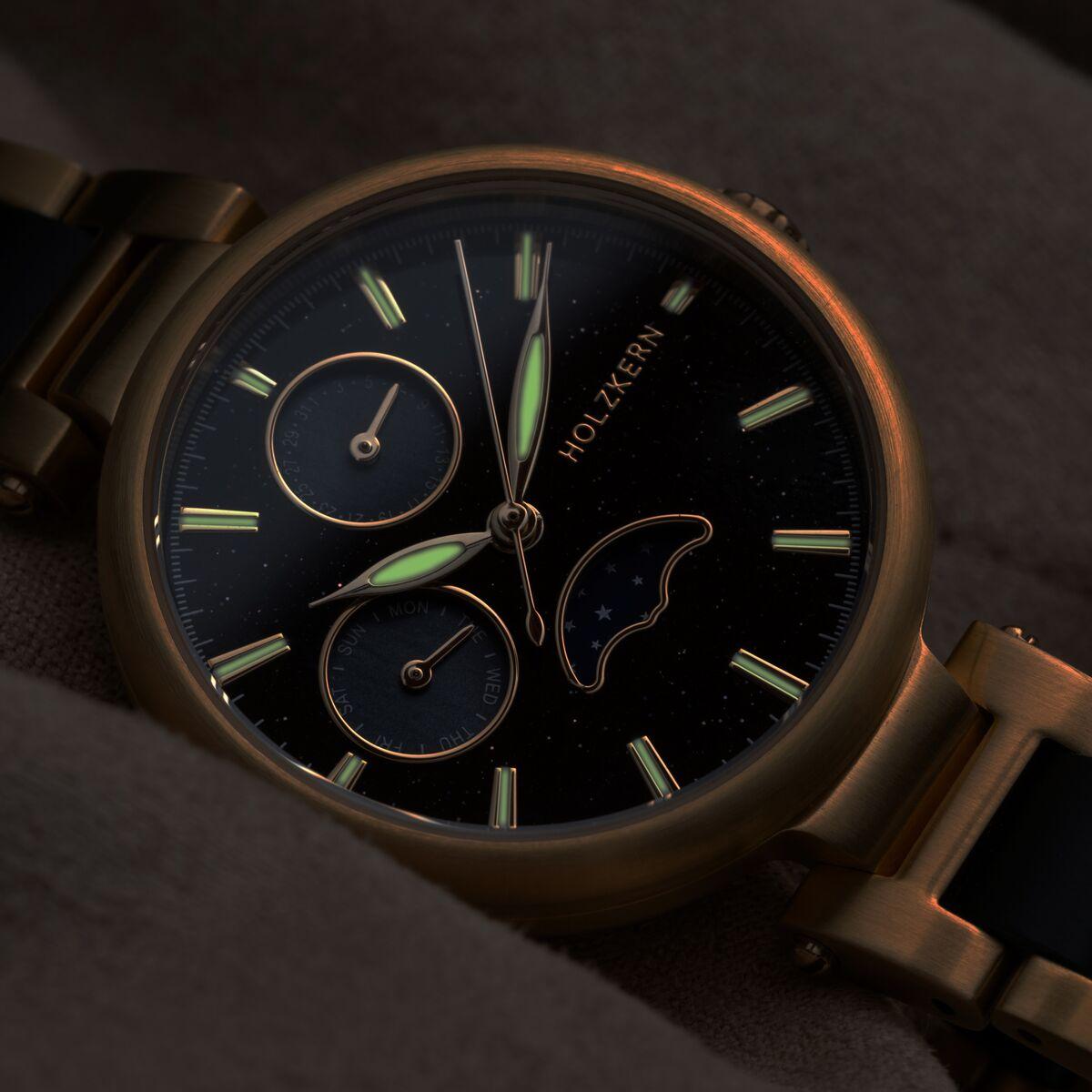 HOLZKERN | Moonbow Damen Armbanduhr (Aventurin / Ahorn)