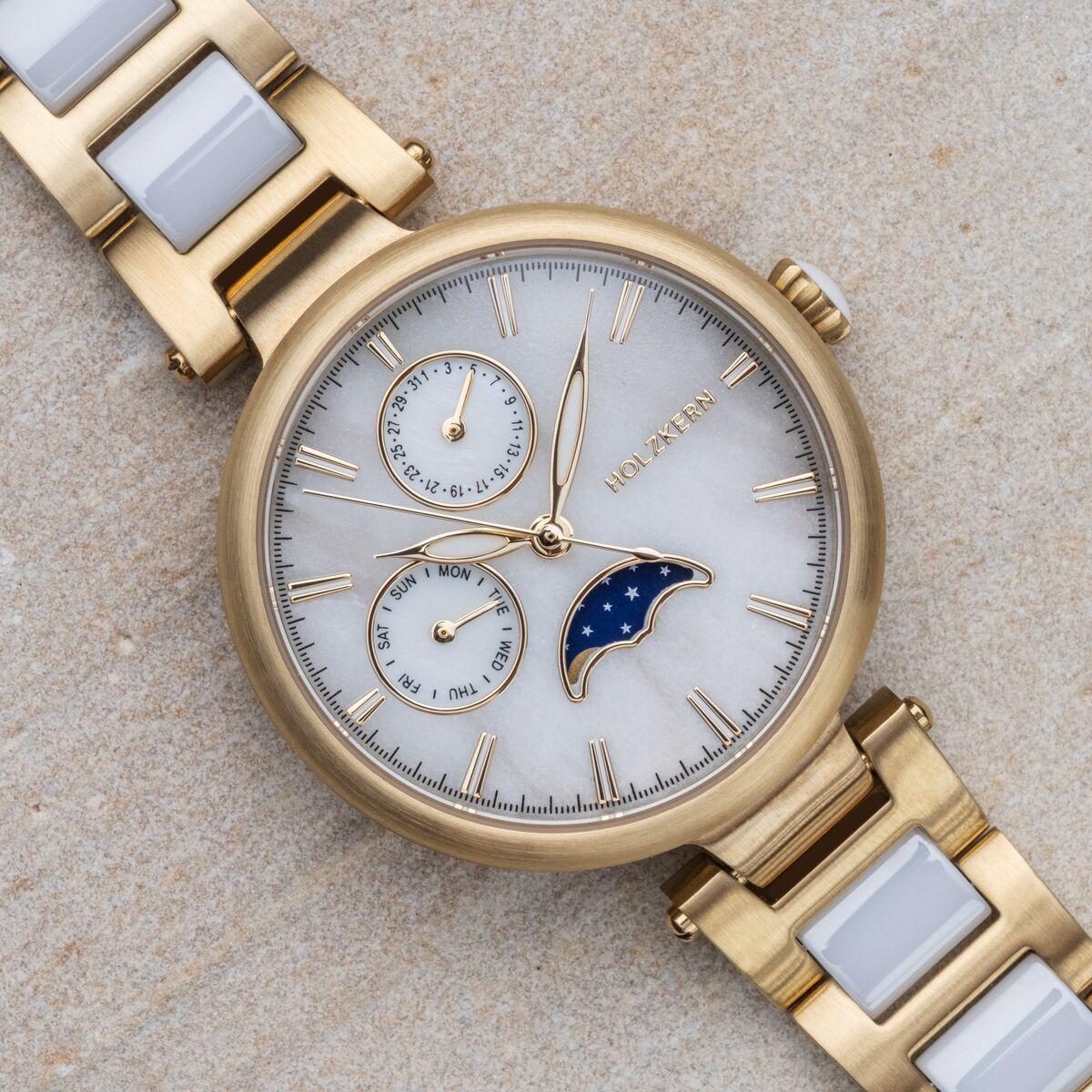 HOLZKERN | Moonbow Damen Armbanduhr (Marmor / Keramik)