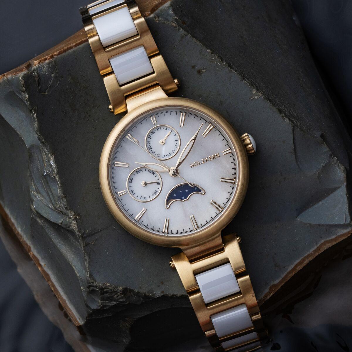 HOLZKERN | Moonbow Damen Armbanduhr (Marmor / Keramik)