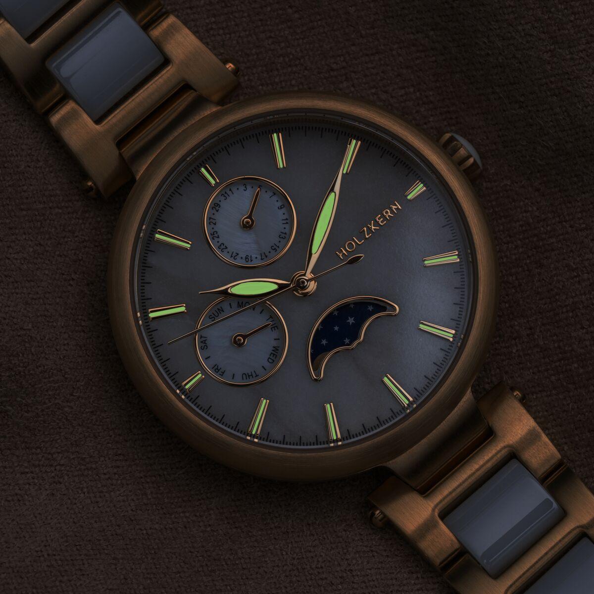 HOLZKERN | Moonbow Damen Armbanduhr (Marmor / Keramik)