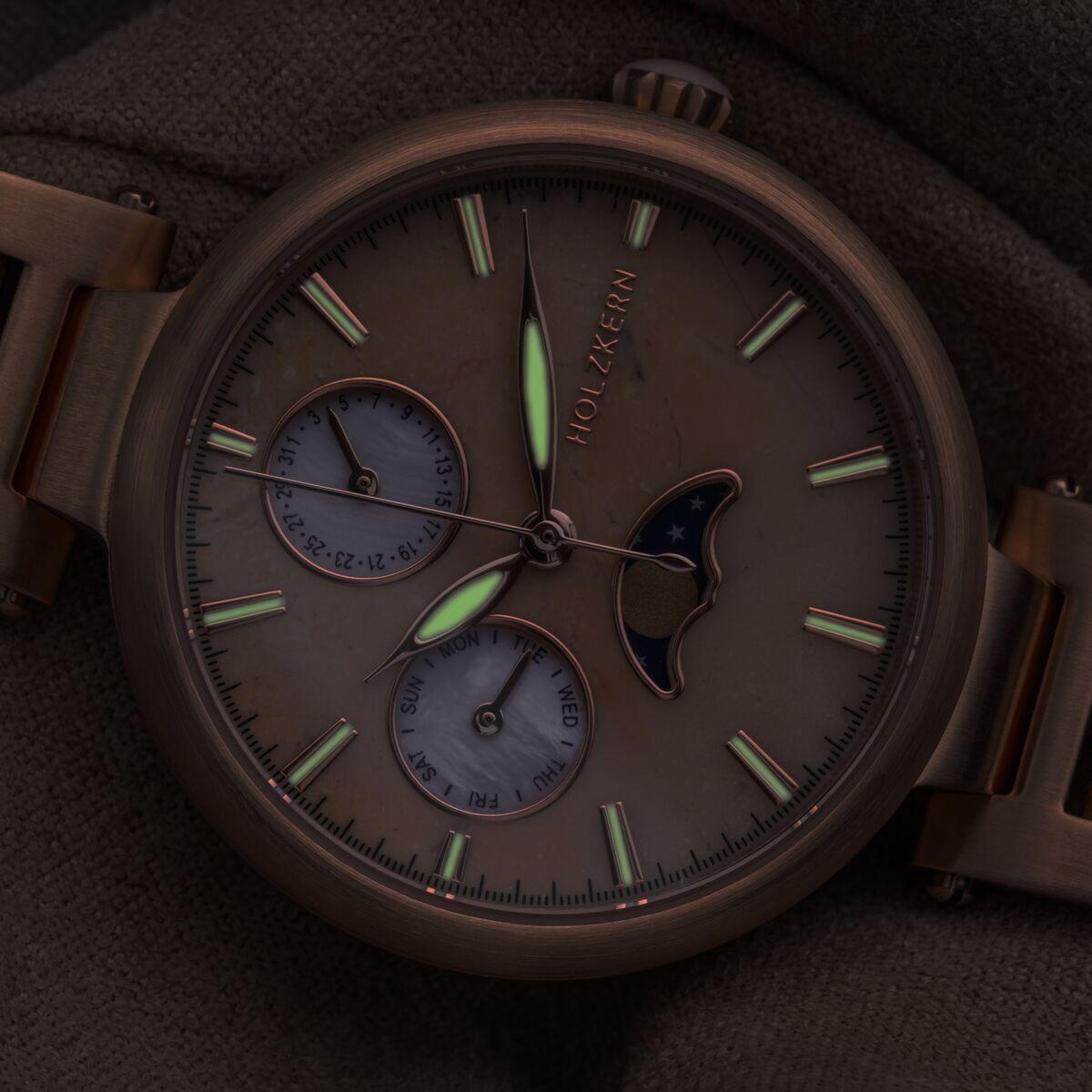 HOLZKERN | Moonbow Damen Armbanduhr (Quarzit / Walnuss)