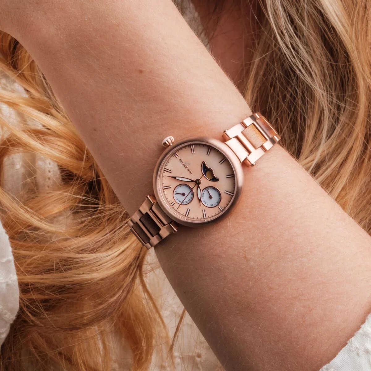 HOLZKERN | Moonbow Damen Armbanduhr (Quarzit / Walnuss)