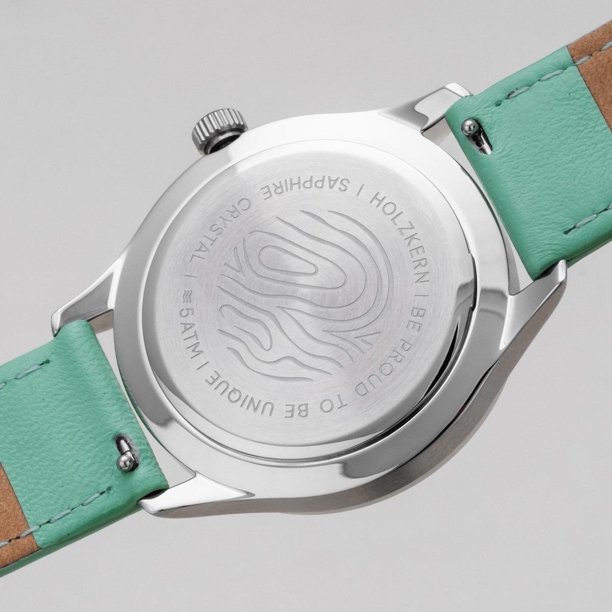 HOLZKERN | Moonray Damen Armbanduhr (Perlmutt / Grün)