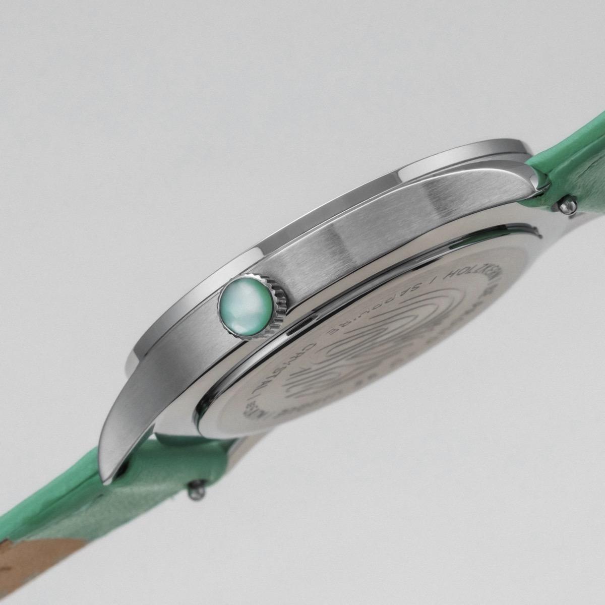 HOLZKERN | Moonray Damen Armbanduhr (Perlmutt / Grün)