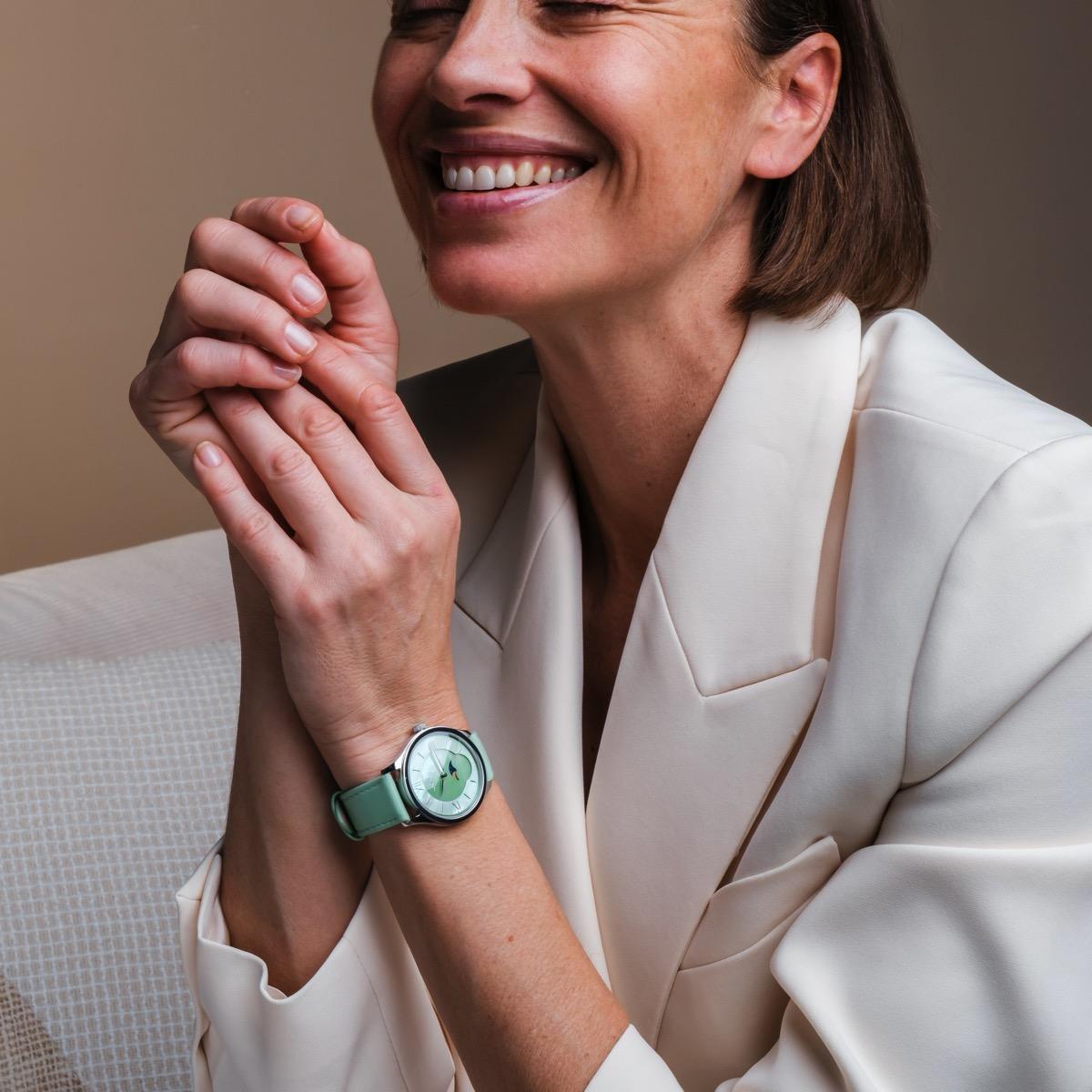 HOLZKERN | Moonray Damen Armbanduhr (Perlmutt / Grün)