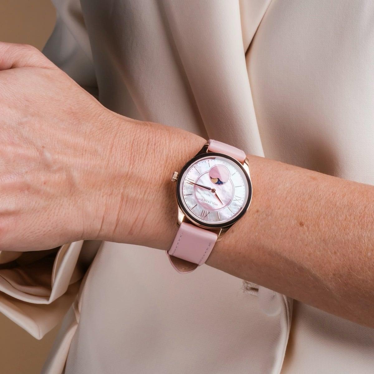 HOLZKERN | Moonray Damen Armbanduhr (Perlmutt / Rosa)