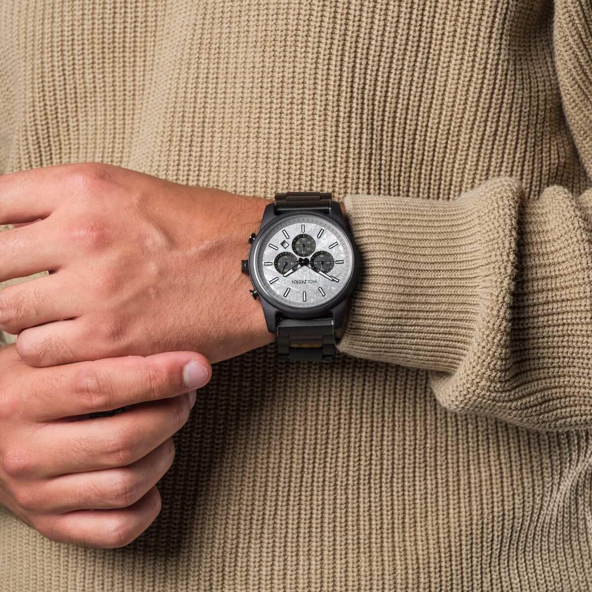 HOLZKERN | Nordwand Waldlauf Herren Chronograph (Ahornholz / Felsgrau)