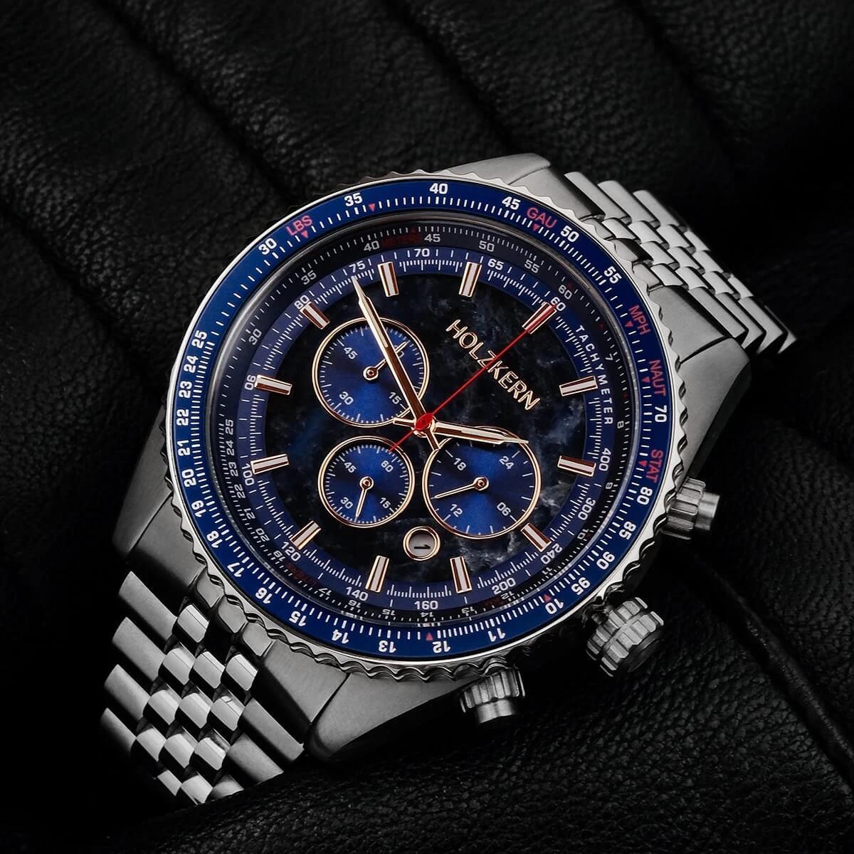 HOLZKERN | Openhorizon Herren Chronograph (blau)
