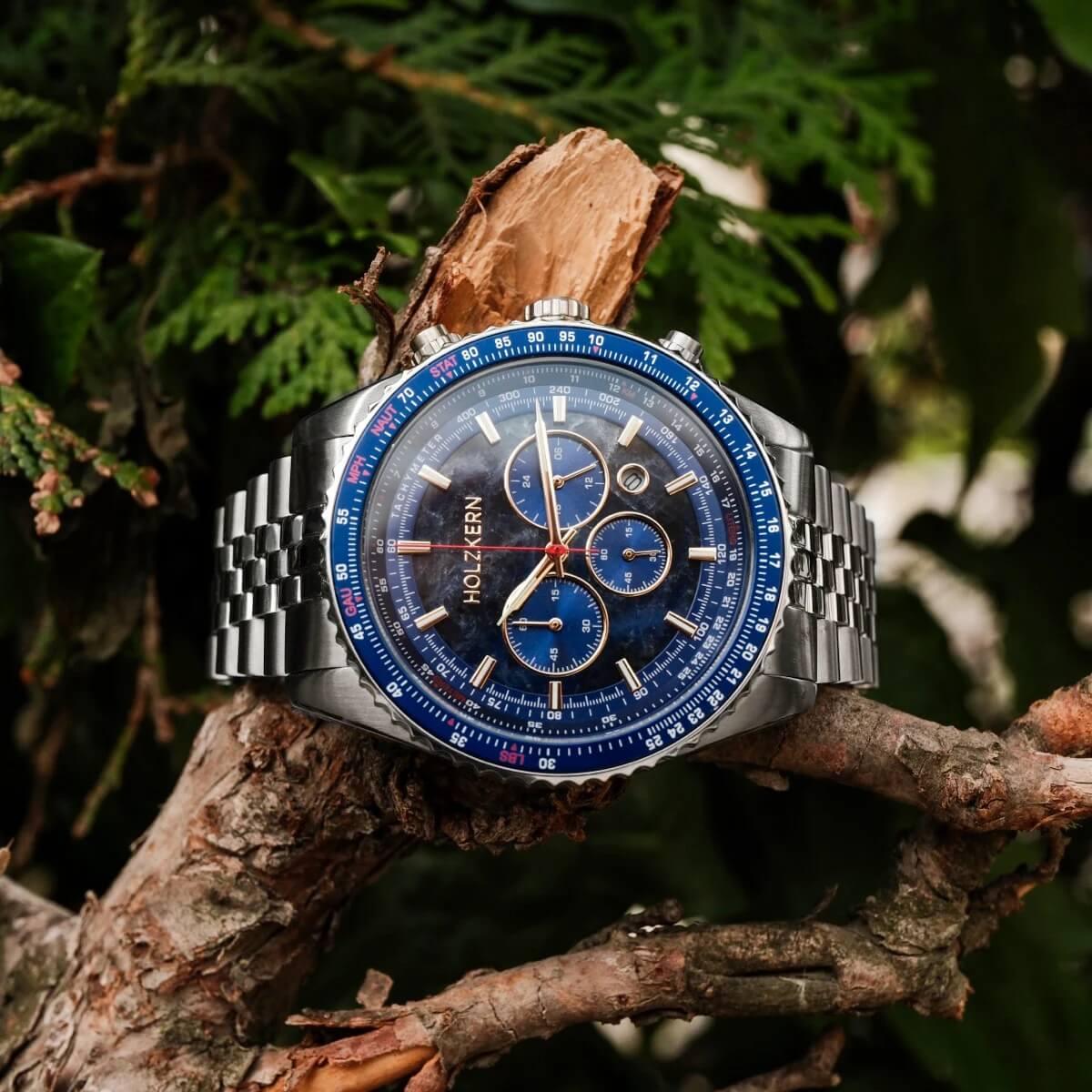 HOLZKERN | Openhorizon Herren Chronograph (blau)