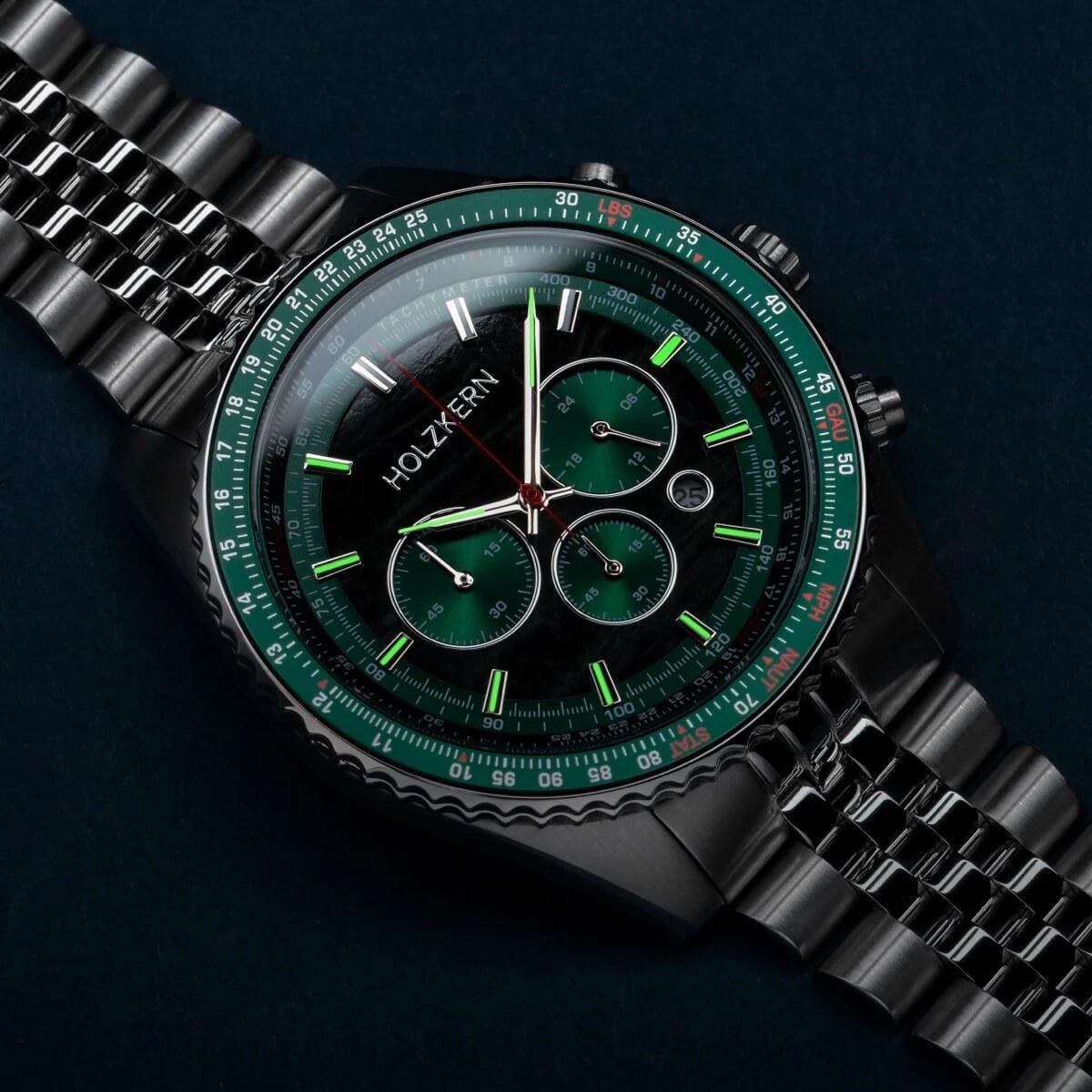 HOLZKERN | Openhorizon Herren Chronograph (grün)