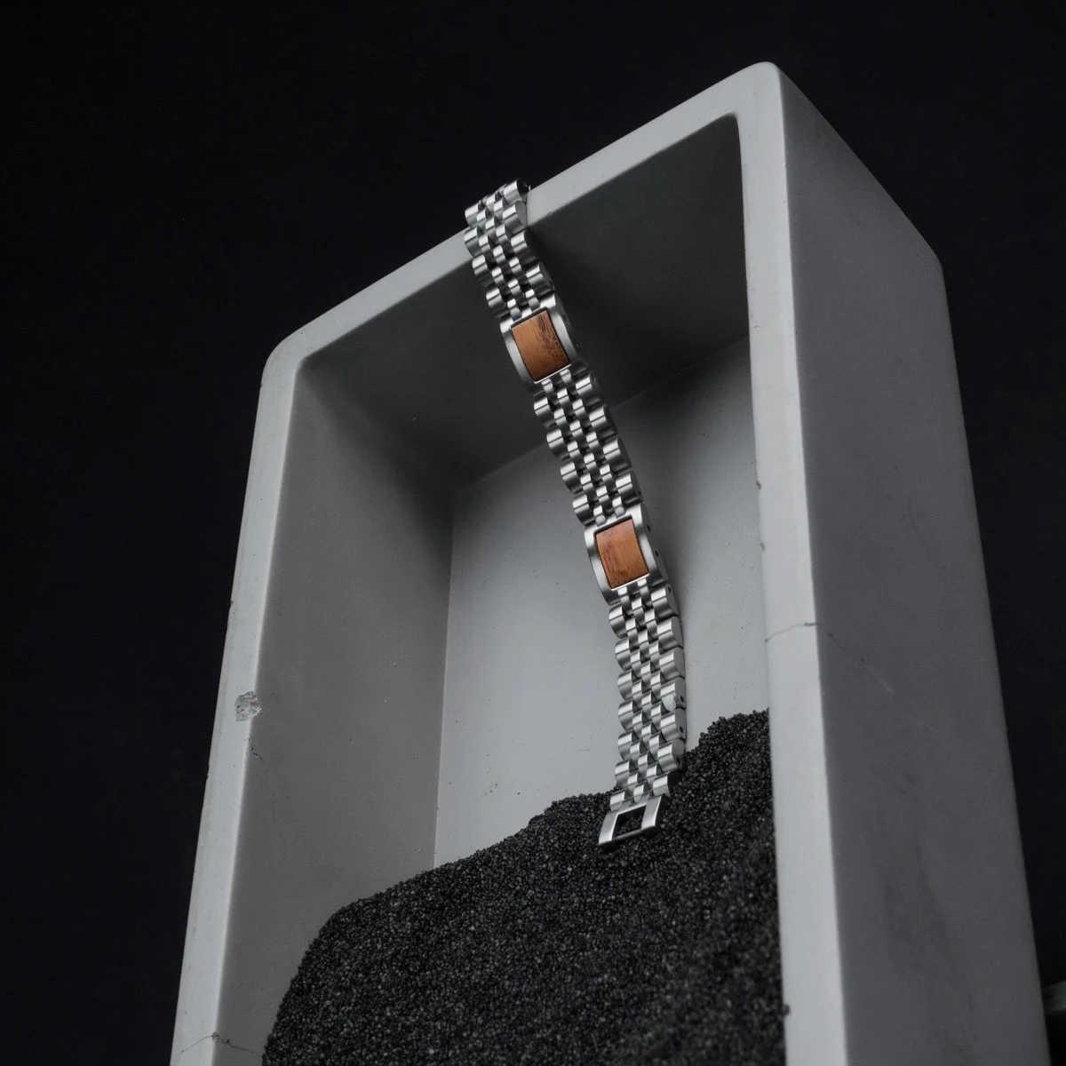 HOLZKERN | Armband Bandlett Pentachord (Koaholz / Silber)