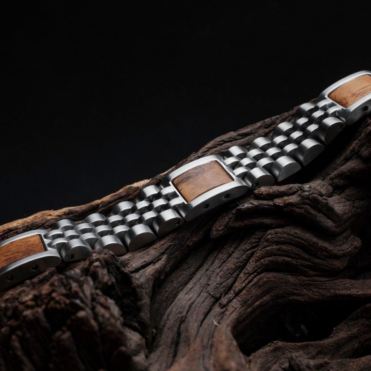 HOLZKERN | Armband Bandlett Pentachord (Koaholz / Silber)