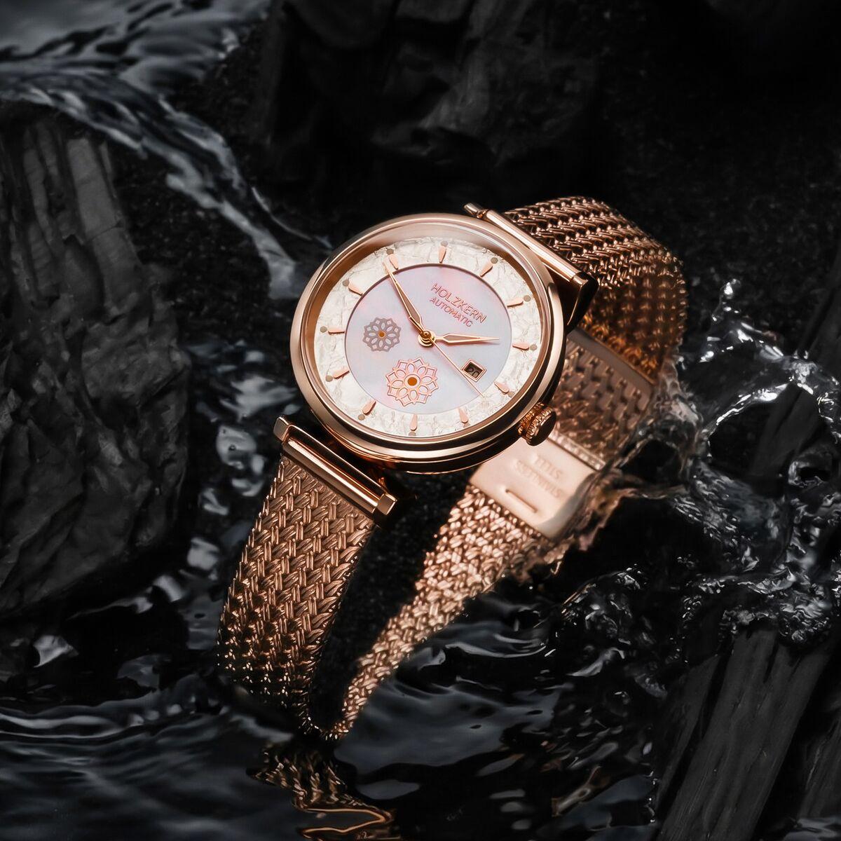 HOLZKERN | Roisin Damen Armbanduhr (Perlmutt / Roségold)