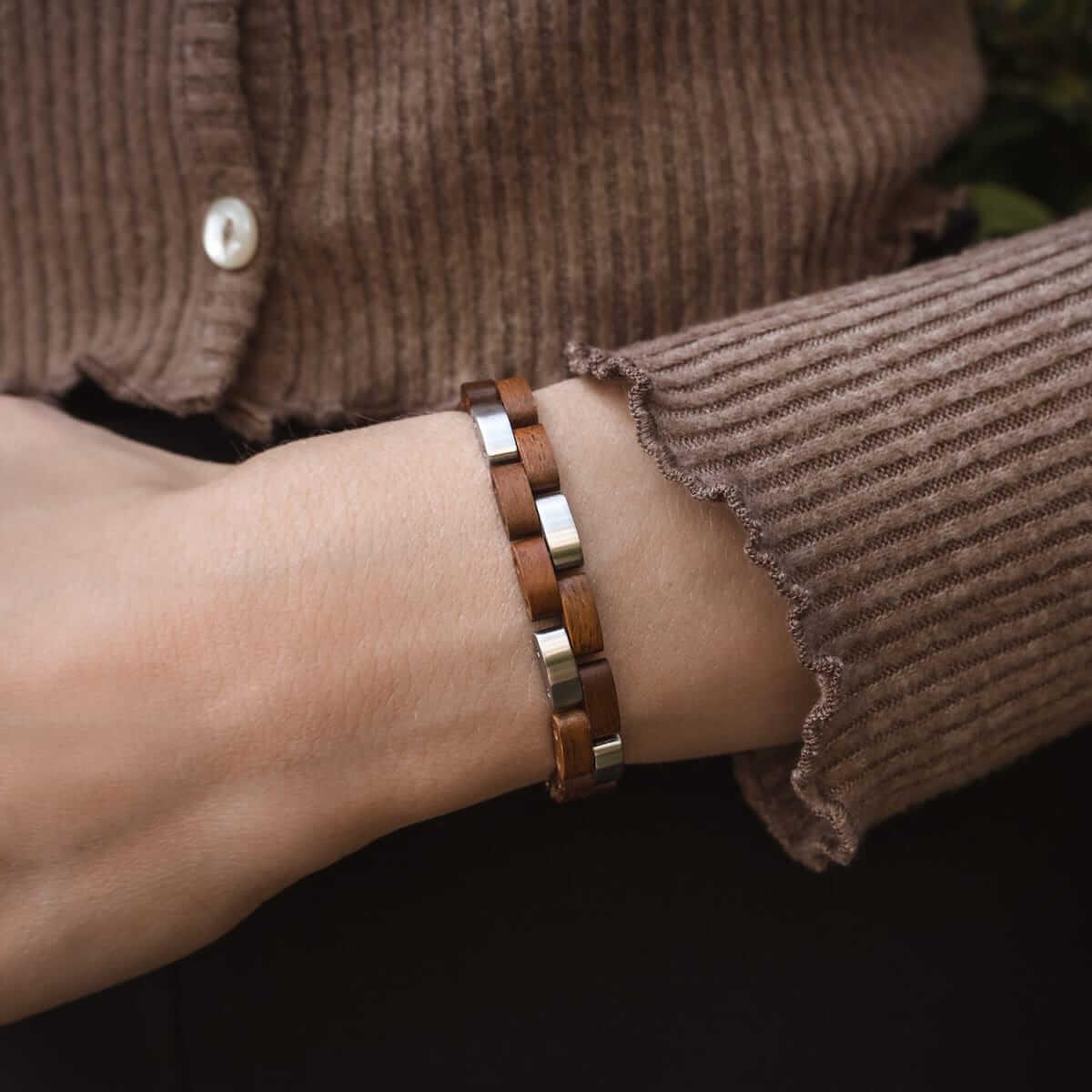 HOLZKERN Armband Rondo Koaholz Silber