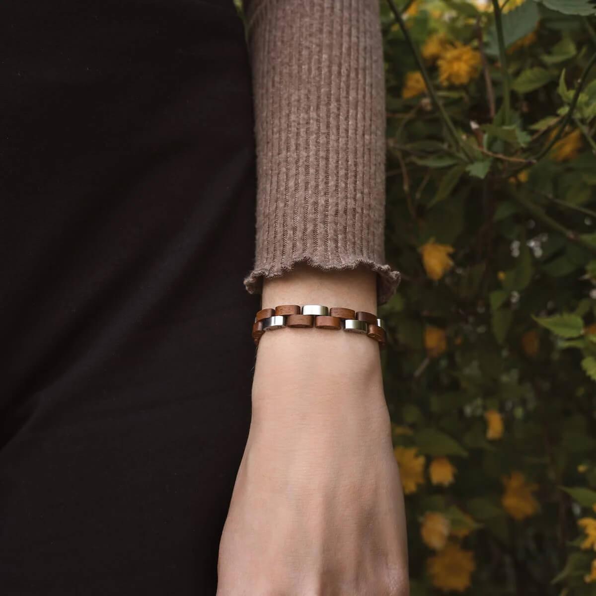 HOLZKERN Armband Rondo Koaholz Silber