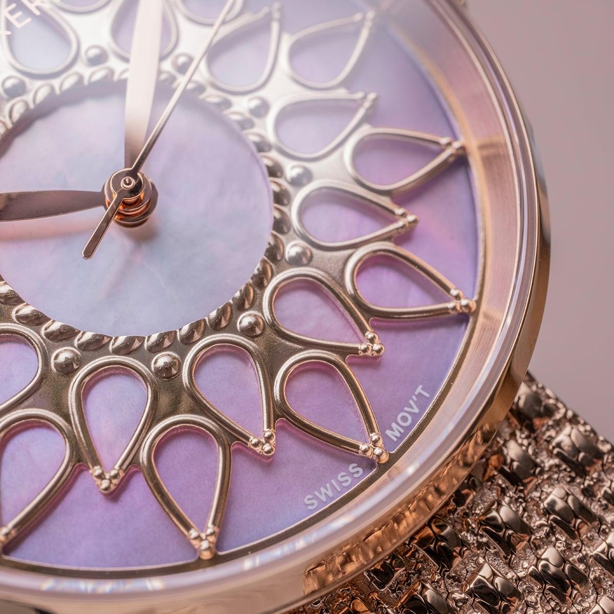 HOLZKERN | Suncatcher Damen Armbanduhr (Perlmutt / Roségold)