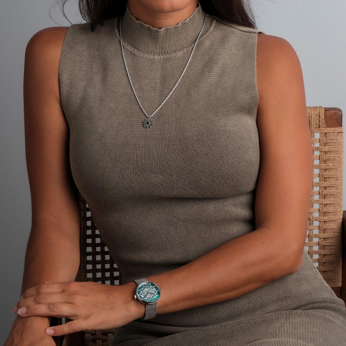 HOLZKERN | Suncatcher Damen Armbanduhr (Perlmutt / Silber)